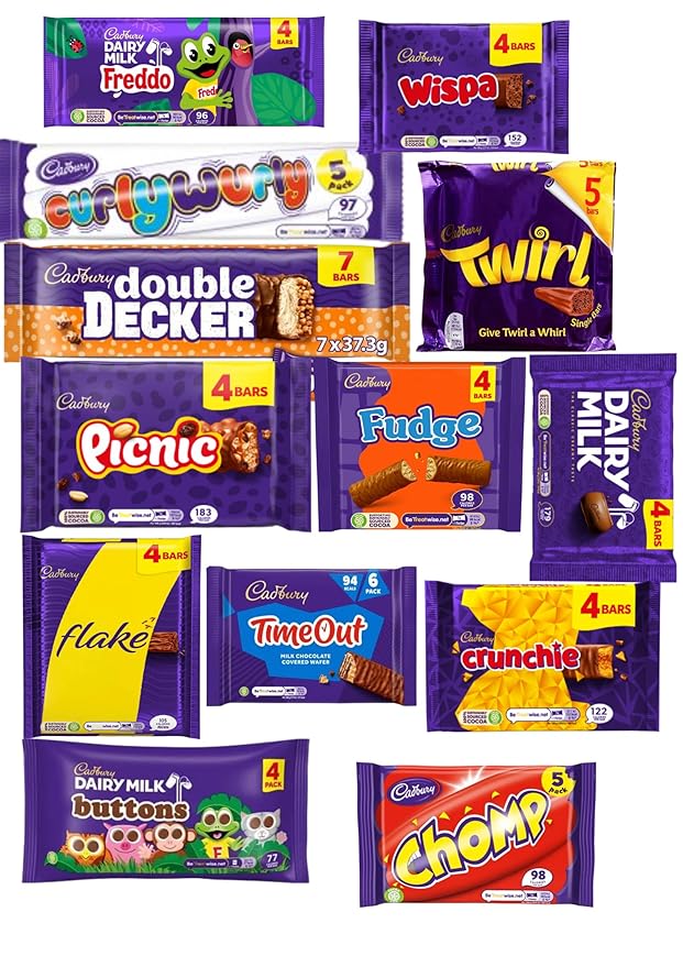 AMBARII Cadbury Chocolate Gift Box Bulk Chocolate Bars and Bags of Cadbury Chocolate Favourites (60 Bars) Pack of 60 gift hamper