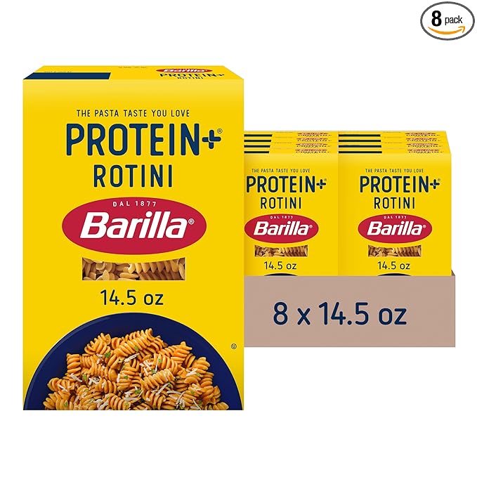 BARILLA Protein+ (Plus) Rotini Pasta 14.5 Ounce - plant based pasta - Made from Lentils Chickpeas &amp Peas - Non-GMO Kosher Certified and Vegan
