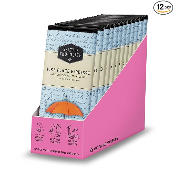 Seattle Chocolates Bar Pike Place Espresso 2.5-Ounce (Pack of 12)