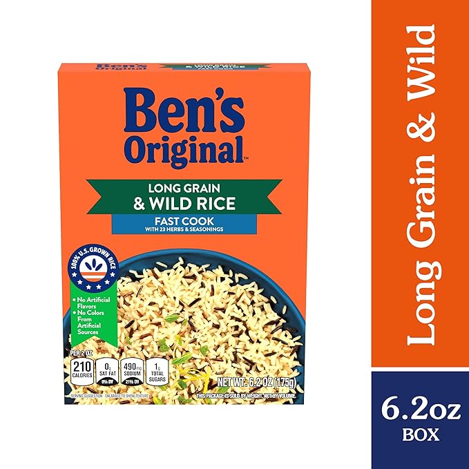 BEN'S ORIGINAL Long Grain Rice and Wild Rice Fast Cook Rice 6.2 OZ Box (Pack of 12)