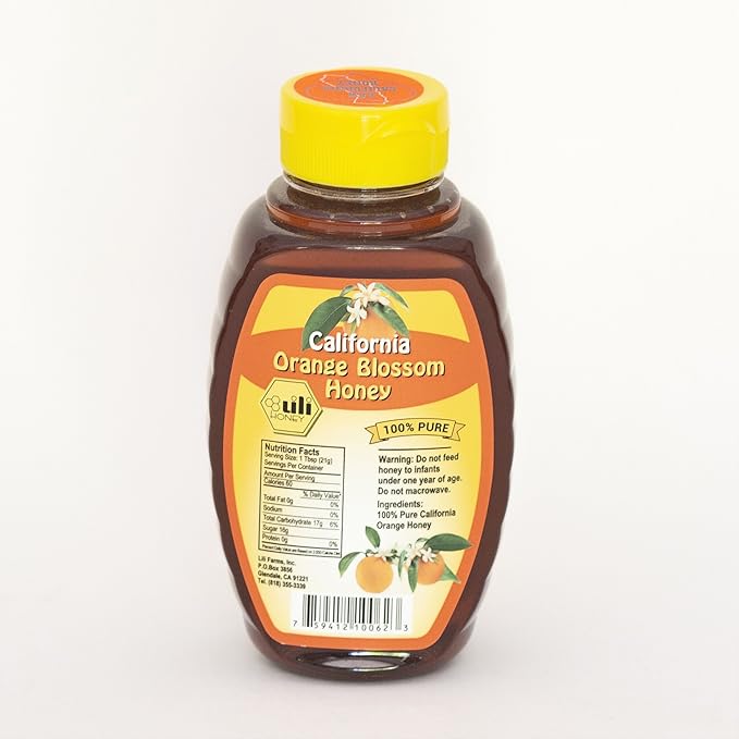 California Raw Orange Blossom Honey Squeezable Jar 16 Ounces 1 Lb Pure Natural Gift Wrapped