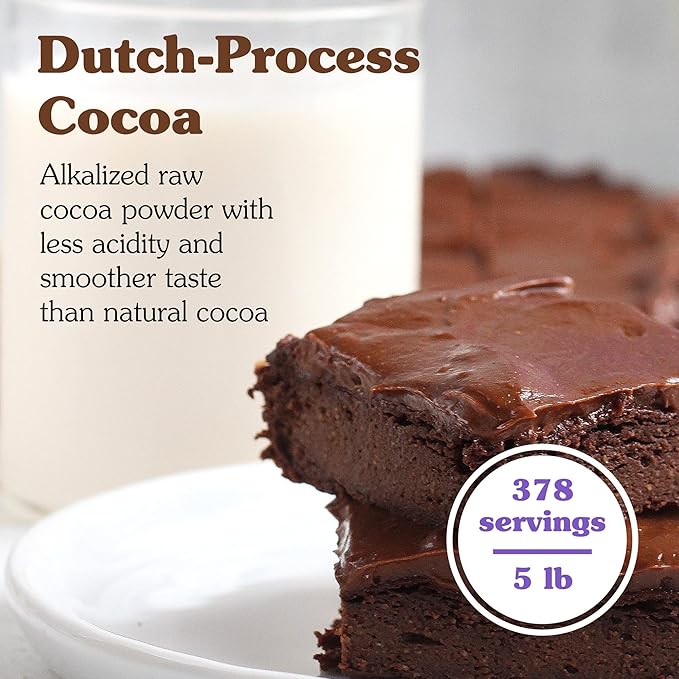 NuNaturals Organic Fairtrade Certified Cocoa Powder Premium Dutch-Process For Drinking and Baking 5lb