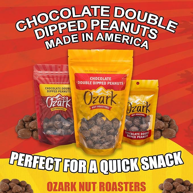 OZARK NUT ROASTERS Double Dipped Chocolate Peanuts Flavored Snack Nuts World-Class Gourmet Candied Peanuts Resealable Pack of 2 (16 oz)