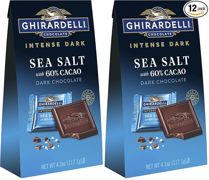 Ghirardelli Sea Salt with 60% Cacao Dark Chocolate Medium Bag (Pack of 12)