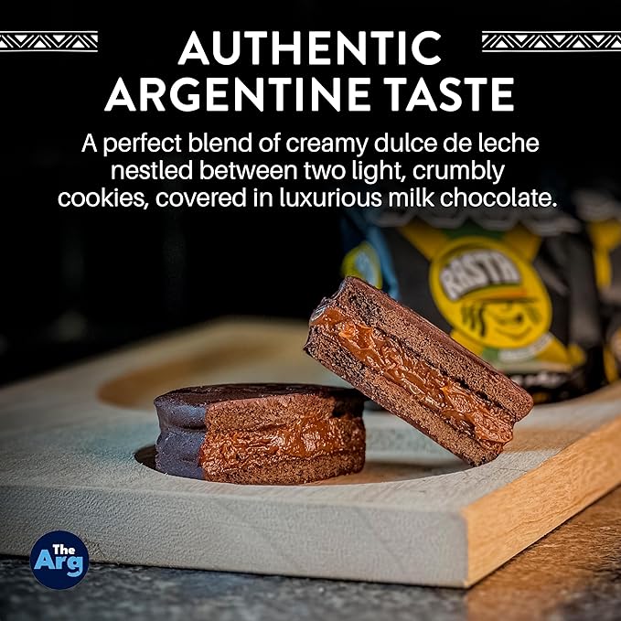 THEARG | RASTA - Chocolate Alfajores Filled with Dulce de Leche Argentino | Alfajor from Argentina - Milk Chocolate | 70 g (Pack x18 Dark Chocolate)