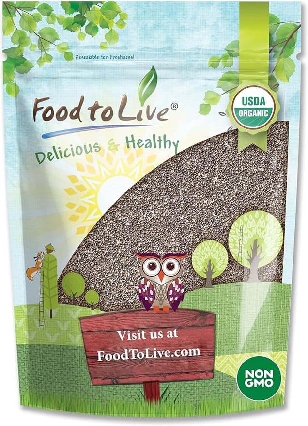 Food to Live - Organic Black Chia Seeds 4 Pounds - Non-GMO Whole Sproutable Vegan Kosher Keto Sirtfood Bulk