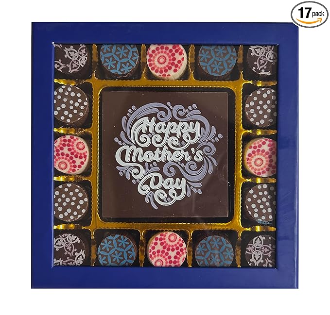 Mothers Day Chocolate Truffles by Chocolate Works Gourmet Chocolate Gift Box with Mother's Day Card Assorted Milk Dark and White Chocolates 17 Premium Belgian Chocolate Truffles