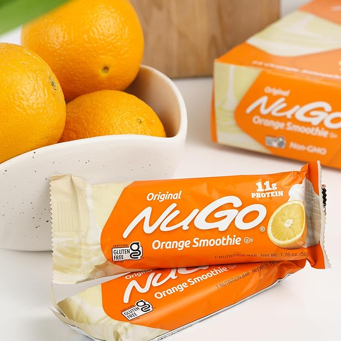NuGo Protein Bar Orange Smoothie 11g Protein Gluten Free 15 Count