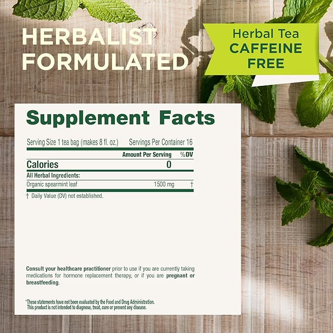 Traditional Medicinals Tea Organic Spearmint Supports Everyday Wellness Healthy &amp Refreshing 48 Tea Bags (3 Pack)