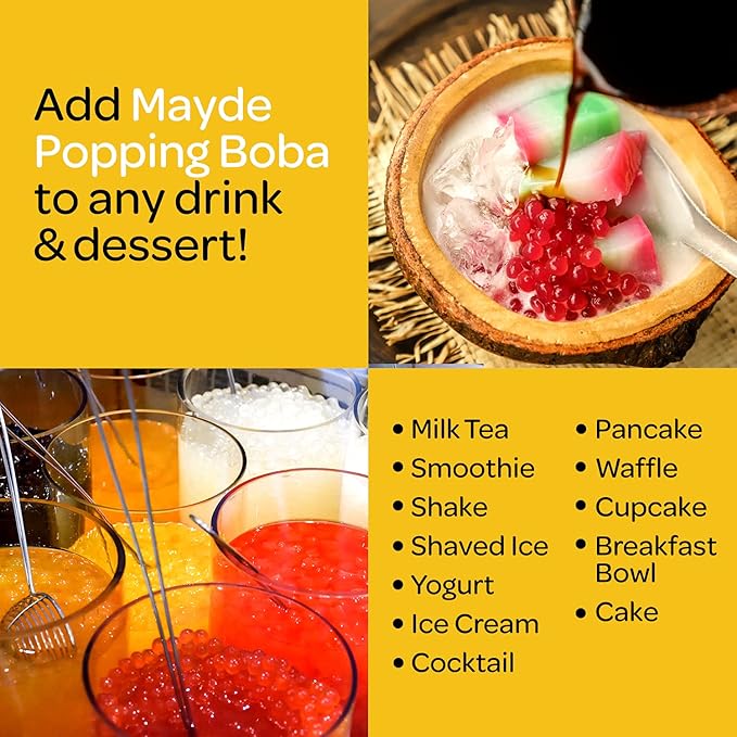 Mayde Popping Boba Pearls Popping Boba Balls For Drinks Bubble Fruit Popping Pearls For Bubble Tea Smoothies &amp More Mango Flavor 7 Pounds