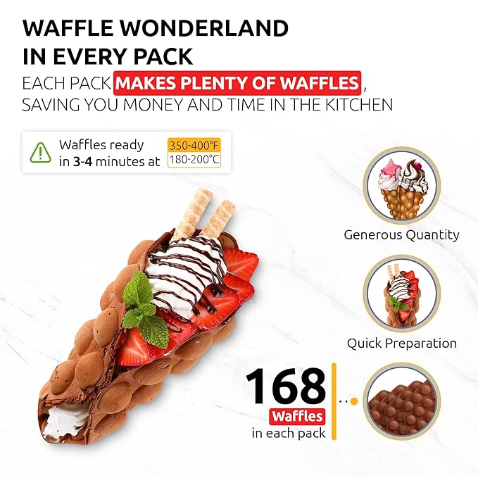 OldSoul Professional Bubble Waffle Mix | GLUTEN FREE &amp VEGAN | Crispy | 30 Lbs | Chocolate Flavor | Egg Waffle Mix | 168 Waffles (30 Lbs Gluten Free &amp Vegan)
