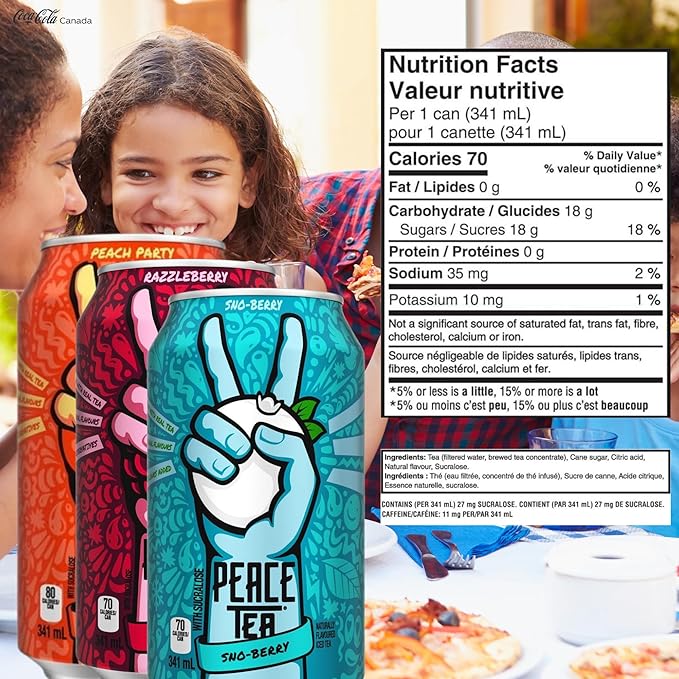 Peace Tea Sno Berry - No Preservatives Made with Real Tea and Natural Fruity Flavor - Pack of 12 Iced Tea Cans 341 mL/11.5 fl. oz (Shipped from Canada) by TrendnSave