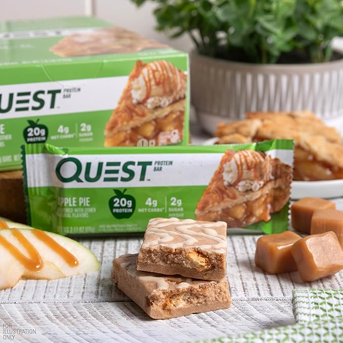 Quest Nutrition Apple Pie Protein Bar 20g Protein 4g Net Carbs 2g Sugar Gluten Free Keto Friendly 12 Count