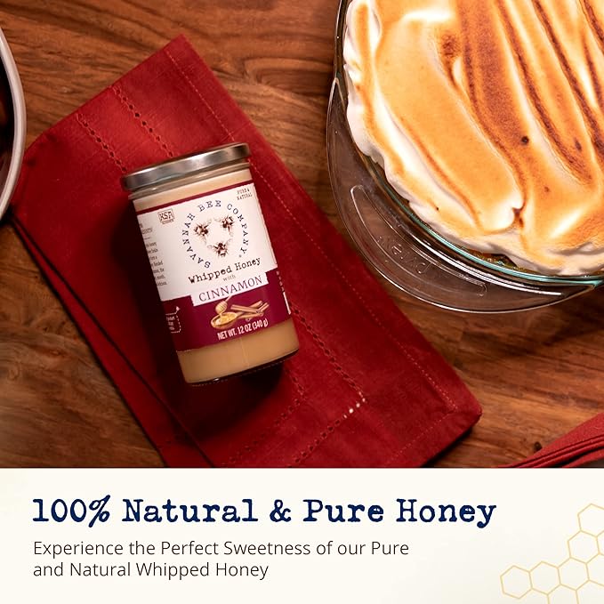 Whipped Honey Gift Set by Savannah Bee - Creamy Smooth Spreadable and absolutely Delicious - 100% Natural and Pure Honey - 12 Oz (Original &amp Cinnamon)