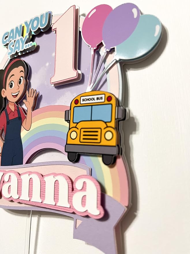 Personalized Rainbow Kids Birthday Cake Topper ABC Blocks Learning Theme Custom Name &amp Age Handmade Party Decoration