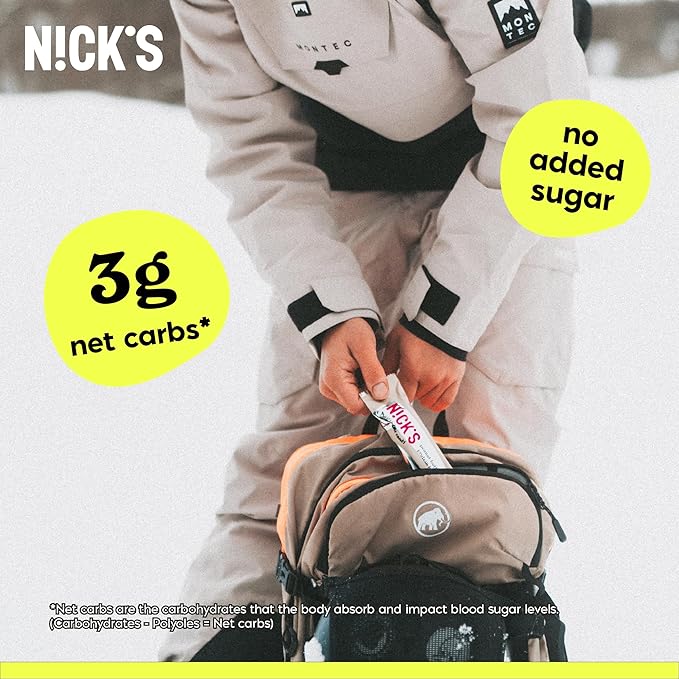 Nick’s Protein Bars Chocolate Caramel – 12-Count Box | Protein-Packed Snack Low Calories Low Carbs Keto Friendly No Added Sugar (12 bars x 50g)