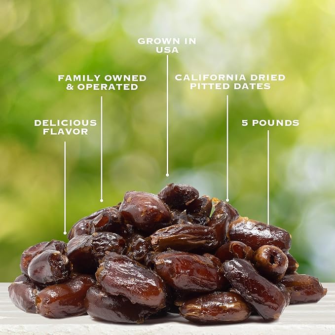 Traina Home Grown California Dried Pitted Dates - Healthy No Added Sugar Non GMO Kosher Certified Vegan Value Size (5 lbs)