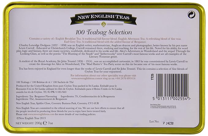 Alice In Wonderland Tea Tin with 100 English Teabag Selection