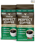 VitaCup Perfect Low Acid Coffee Beans 11oz &amp Perfect Low Acid Ground Coffee 11 oz Bundle | Dark Roast USDA Organic &amp Fair Trade Mycotoxin Free Single Origin