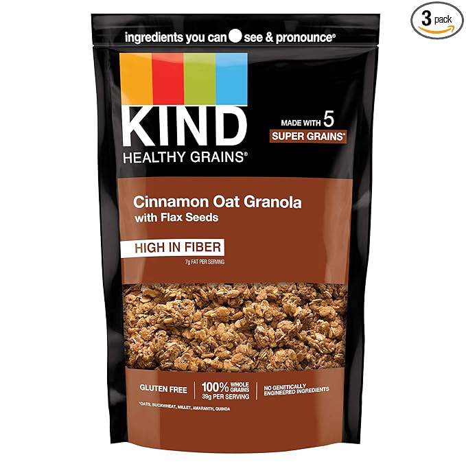 KIND Healthy Grains Clusters Cinnamon Oat with Flax Seeds Granola 10g Protein Gluten Free 11 Ounce (Pack of 3)