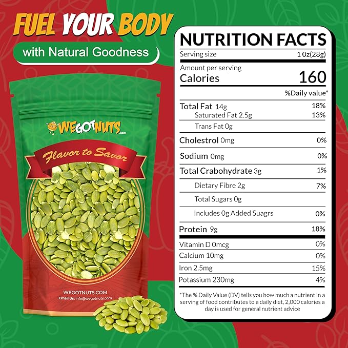 We Got Nuts Pumpkin Seeds Healthy Snacks 4 Lbs (64oz) Bag | Raw Pepitas No Preservatives Added Non-GMO 100% Natural With No Shell | For Baking Salad Toppings Cereal Roasting | Low Calorie Nuts