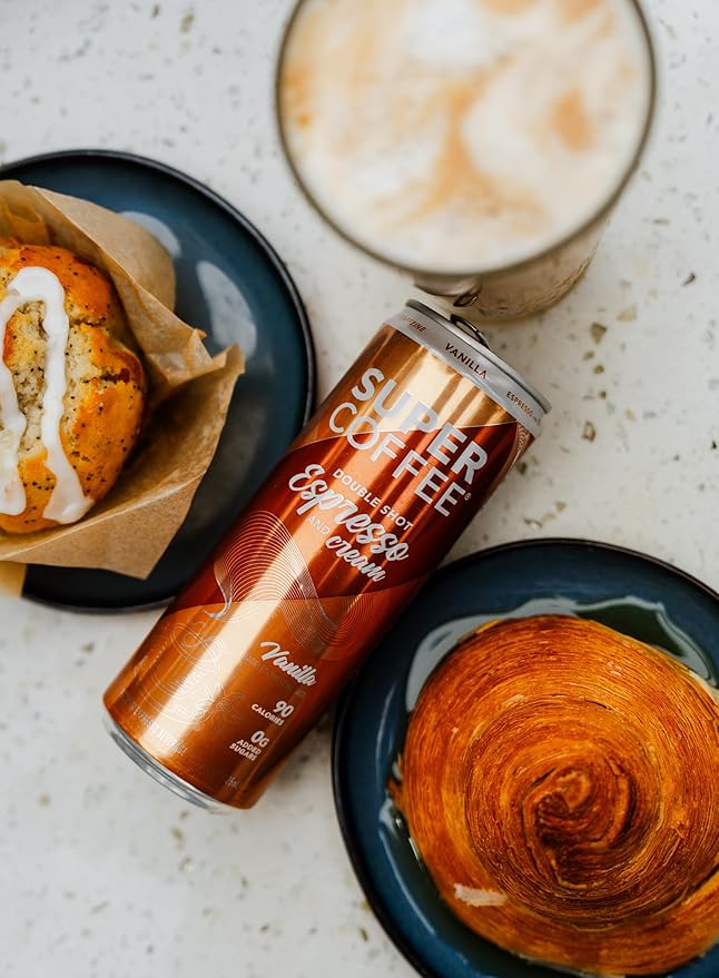 SUPER COFFEE Espresso Iced Keto Coffee (0g Added Sugar 90 Calories) [Vanilla] 11 Fl Oz 12 Pack | Smart Coffee Drink - SoyFree GlutenFree
