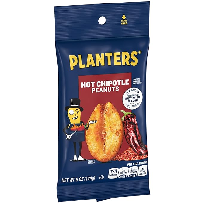 Planters Hot Chipotle Peanuts (12 ct Pack 6 oz Packs)
