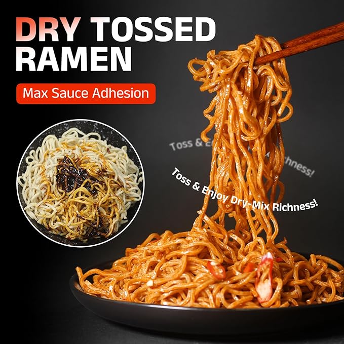 Healspot High Protein Spicy Buldak Noodles Dry Tossed Ramen 30g Plant-Based Protein Low Fat Low Carb Non GMO Keto Friendly &amp Plant Based (6 packs)