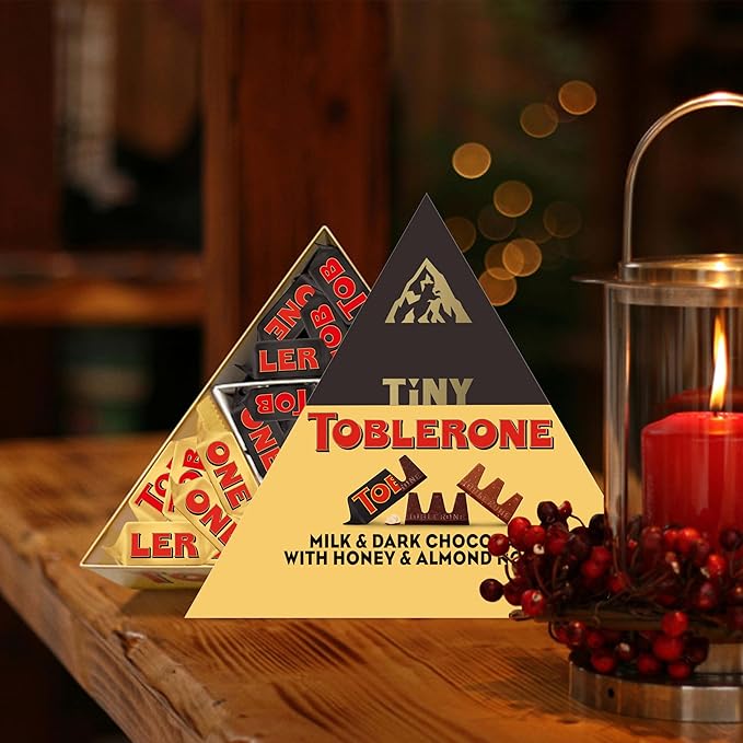 TOBLERONE Tiny Assorted Chocolate Bars Variety Pack (Milk &amp Dark) 1 Gift Box (25 Pieces)
