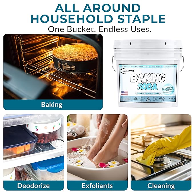 TradeGrade Pure Baking Soda Powder (1 Gallon) Food-Grade Sodium Bicarbonate Powder for Cooking Cleaning &amp Deodorizing