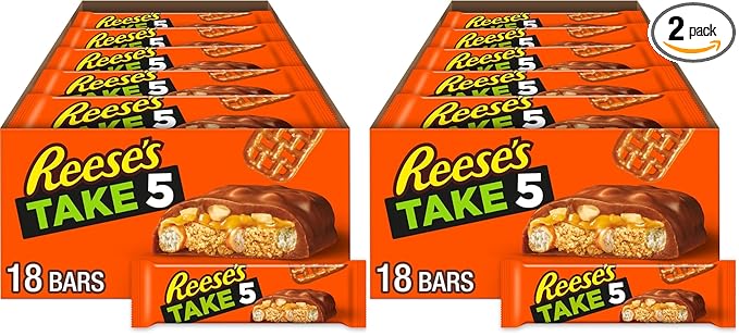 REESE'S TAKE 5 Pretzel Peanut and Chocolate Candy Bars 1.5 oz (18 Count) (Pack of 2)