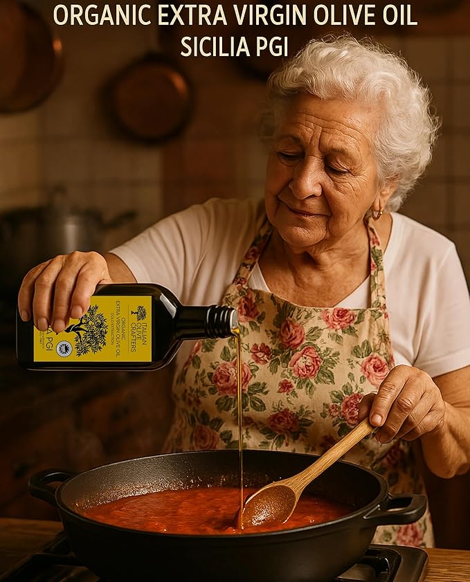 Italian Olive Crafters Polyphenol Rich Organic Extra Virgin Olive Oil 16.9 fl oz - 646 mg/kg High Polyphenols - Organic Olive Oil Extra Virgin Cold Pressed Glass Bottle