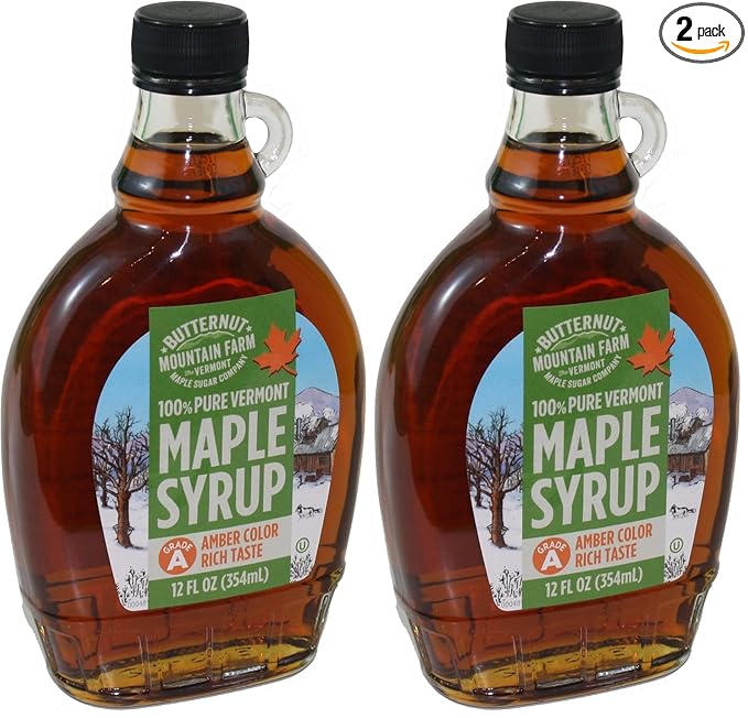 Vermont Amber Rich Maple Syrup Glass Jugs 12 Ounce (Pack of 2)