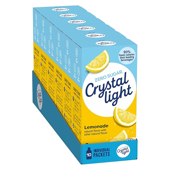 Crystal Light Drink Mix 120 Packets for Convenient On-the-Go Flavorful Hydration Lemonade Natural Flavor with other natural flavor Zero Sugar 0.14 oz each