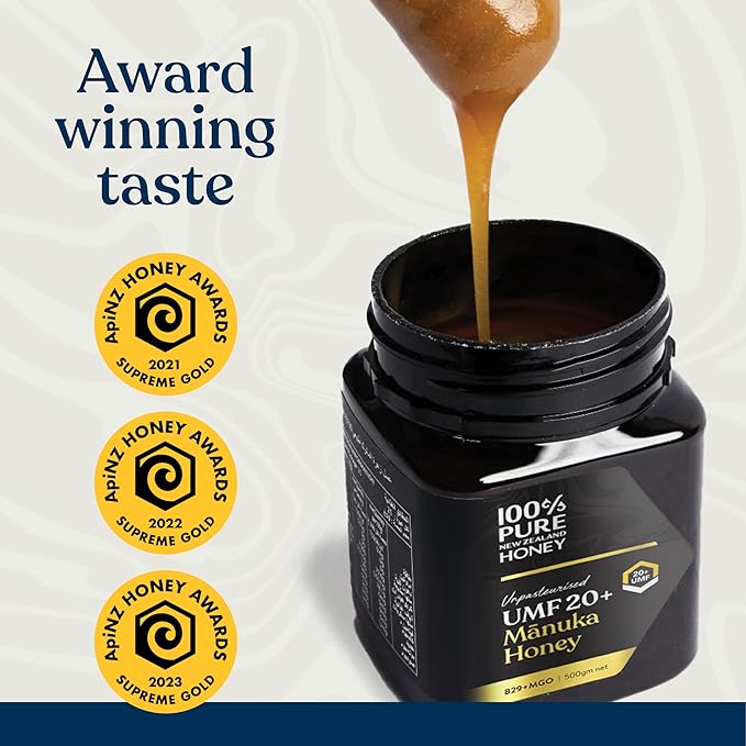 100% Pure New Zealand Manuka Honey MGO 50+ Multifloral Squeezy and UMF 20+ (250g) Bundle