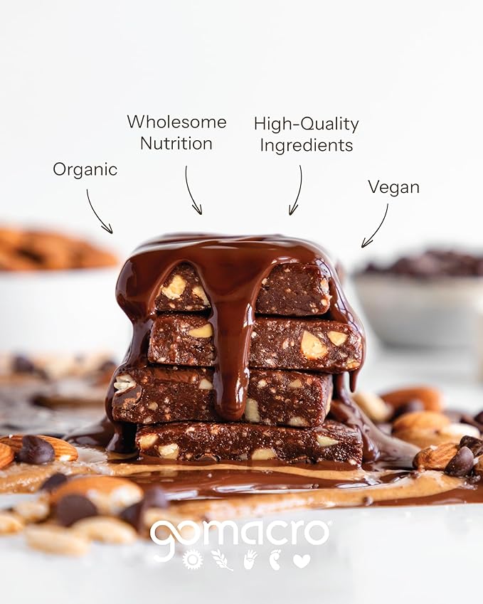 GoMacro MacroBar Organic Vegan Protein Bars - Dark Chocolate + Almonds (2.3 Ounce Bars 12 Count)