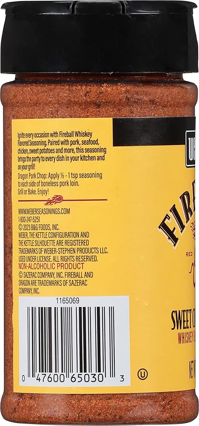 Weber Fireball Whiskey Flavored BBQ Seasoning 6.5 Ounce (Pack of 6)