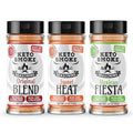 Triple Fire Trio – Keto Smoke 3-Pack: Original Blend + Sweet Heat + Mexican Fiesta (Small Bottles) | Classic Sweet &amp Zesty | Keto-Friendly Sugar-Free Low Sodium