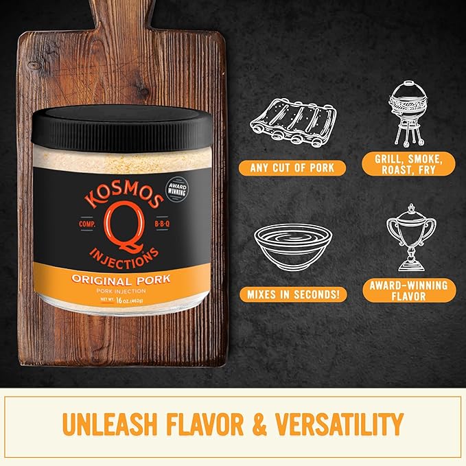 Kosmos Q Original BBQ Pork Injection Meat Marinade for Pulled Pork Chops Ribs Tenderloin &amp Brisket Enhance Flavor &amp Juiciness Award-Winning BBQ Seasoning for Moist &amp Tender Barbecue