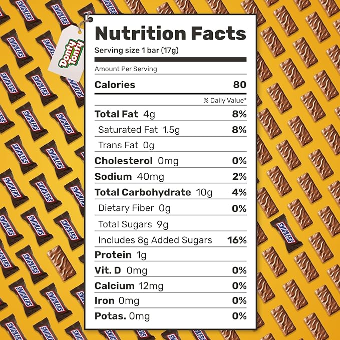 FUN SIZE Chocolate Candy Bars 2 lb – Anti Melt Pack Individually Wrapped (52 Pieces) Bulk Snack-Size Format Crunchy Peanuts &amp Smooth Caramel