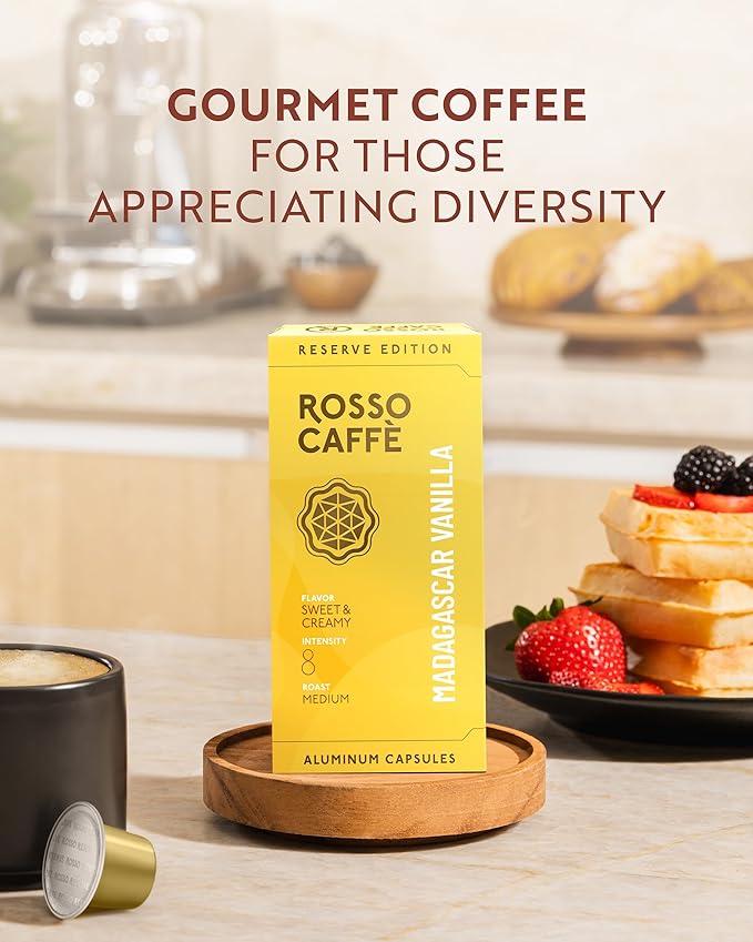 ROSSO CAFFÈ Espresso Coffee Pods for Nespresso Original Machines - 80 Capsules Flavored Pack 4 Rich and Balanced Flavors (Chocolate Vanilla Crème Caramel Hazelnut) - Made in Italy