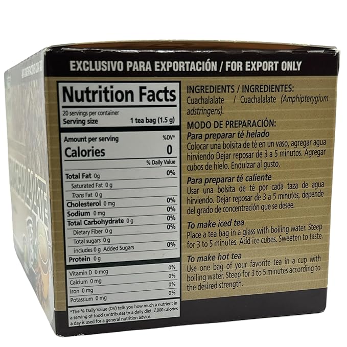 CUACHALALATE TEA 20 tea bags NATURAL HERBS INFUSION 100% NATURAL HIGH CONCETRATION ON EACH CUP CUACHALALATE TE