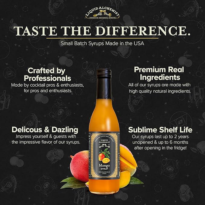 Liquid Alchemist Mango Syrup for Drinks - Real Ingredients Make our Mango Puree for Cocktails the Perfect Margarita Mix - Our Tropical Flavoring Syrup is Non-GMO &amp Vegan (12.7 oz)