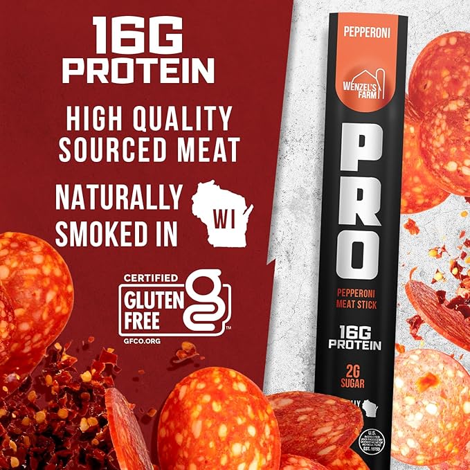 Wenzel's Farm PRO Snack Sticks - Naturally Smoked Handcrafted with Real Quality Meat (Pepperoni) Pack of 10 Sticks (1.9oz Each)