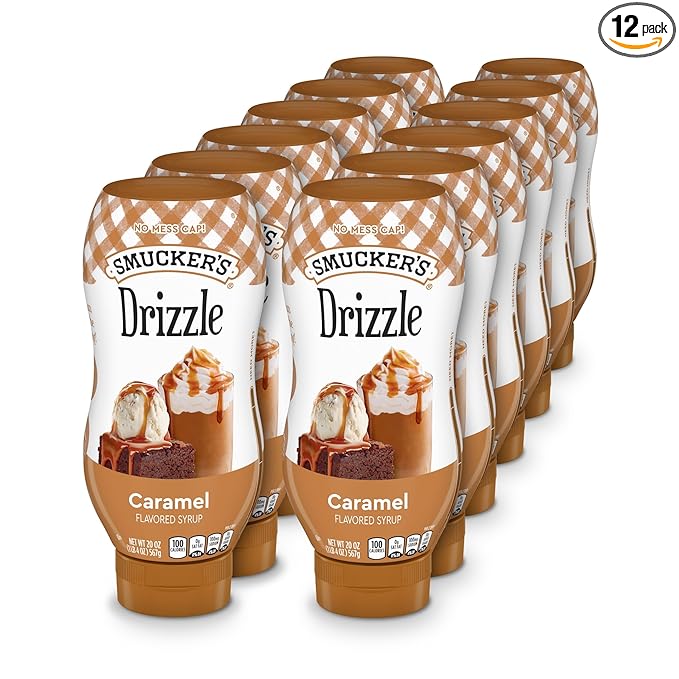Smucker’s Drizzle Caramel Flavored Syrup 20 Oz. Squeeze Bottles (Pack of 12)