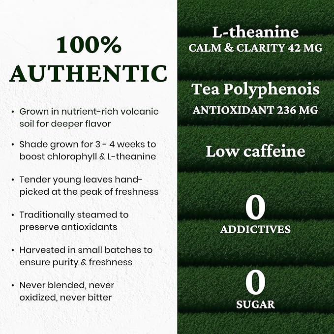 Ceremonial Grade Premium Matcha Powder– 100% Japanese Premium Matcha Powder Shade-Grown &amp Stone-Ground Smooth Flavor Energy &amp Focus Without Jitters Perfect for Lattes &amp Daily Wellness