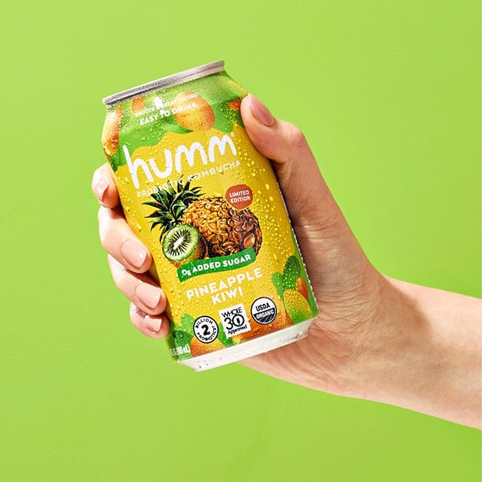 Humm Whole30 Approved Kombucha Pineapple Kiwi Organic Vegan &amp GMO Free (12 Pack)