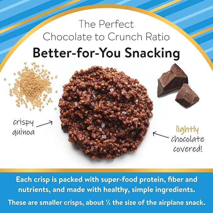 Undercover Snacks Chocolate Quinoa Crisps Snacks - Dark Chocolate + Sea Salt | 70-Count Individually Wrapped Crisps | Gluten Free Nut-Free Allergen Friendly Kosher Plant-Based NOT AIRLINE SIZE