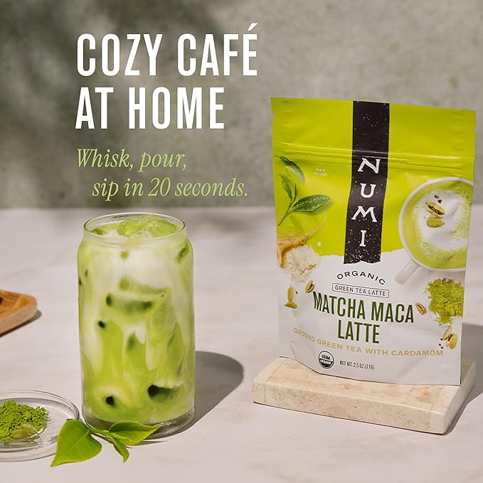 Numi Tea - Organic Matcha Maca Latte Powder – Green Tea Matcha Latte Mix with Adaptogens &amp Antioxidants – Vegan &amp Gluten Free 2.5 oz (Makes 17 Cups)