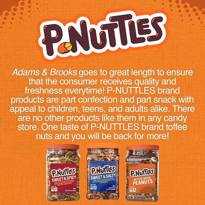P-Nuttles Butter Toffee Covered Peanuts 44 Oz Resealable Jar (Pack of 2) - Sweet &amp Salty Candied Peanuts Snacks - Perfect for Parties Travel &amp Gatherings - Kosher Certified Crunchy Gourmet S